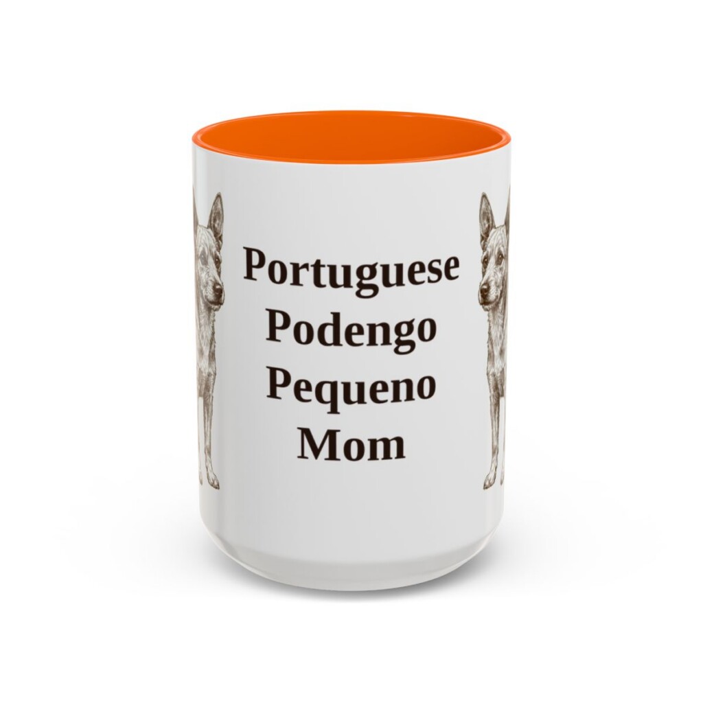 15oz-portuguese-podengo-pequeno-mug-mom-orange 15oz Portuguese Podengo Pequeno Dog Mom Mug, Orange, front view
