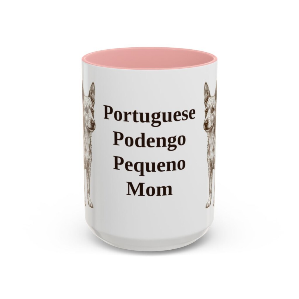 15oz-portuguese-podengo-pequeno-mug-mom-pink 15oz Portuguese Podengo Pequeno Dog Mom Mug, Pink, front view