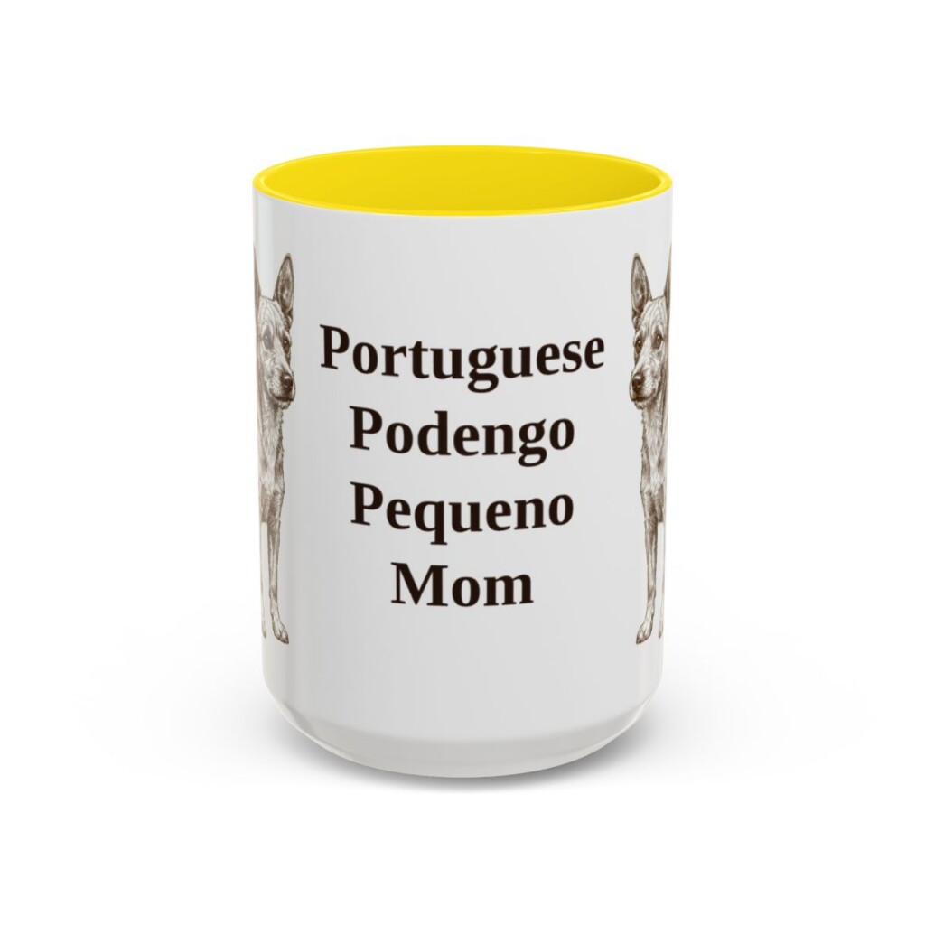 15oz-portuguese-podengo-pequeno-mug-mom-yellow 15oz Portuguese Podengo Pequeno Dog Mom Mug, Yellow, front view