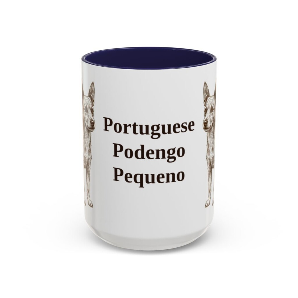 15oz-portuguese-podengo-pequeno-mug-navy 15oz Portuguese Podengo Pequeno Mug, Navy, front view