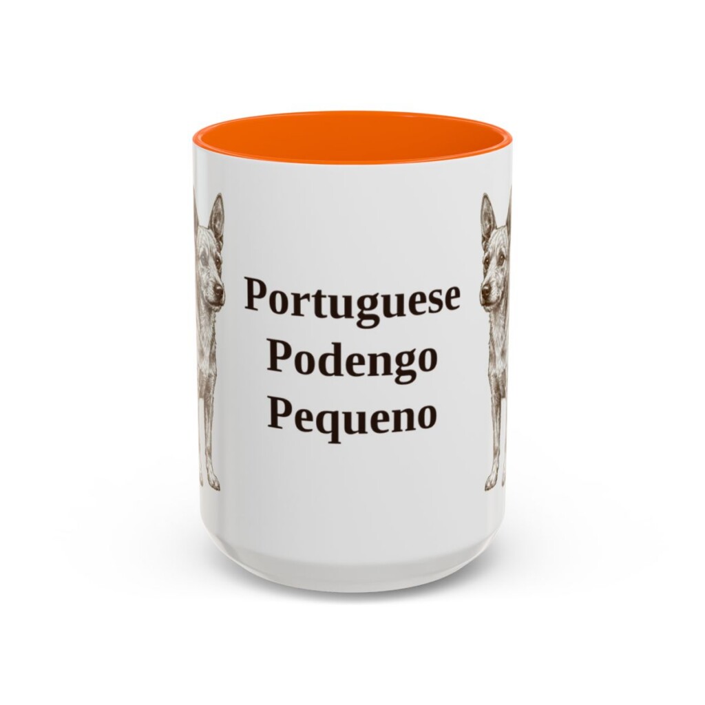 15oz-portuguese-podengo-pequeno-mug-orange 15oz Portuguese Podengo Pequeno Mug, Orange, front view