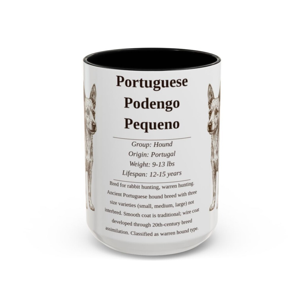 15oz-portuguese-podengo-pequeno-mug-writeup-black-front 15oz Portuguese Podengo Pequeno Mug, Black, front view