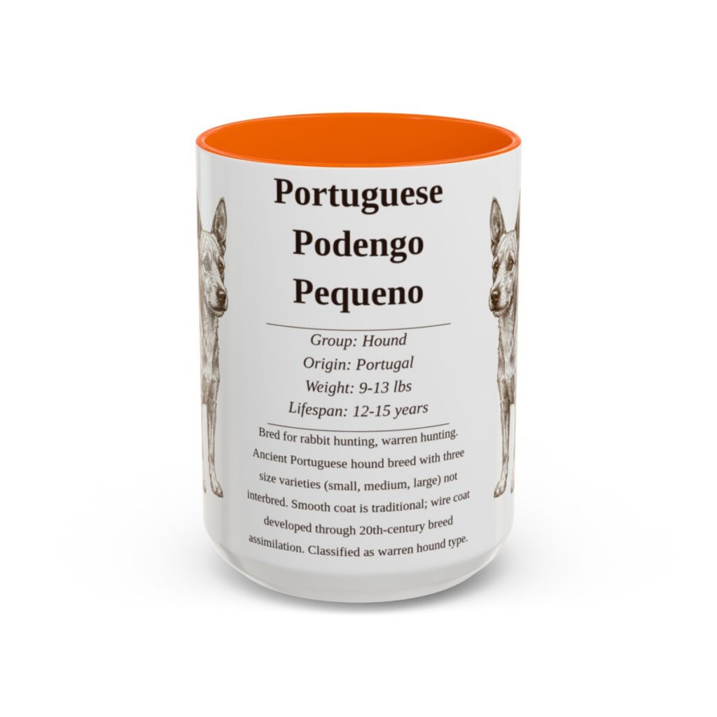 15oz-portuguese-podengo-pequeno-mug-writeup-orange 15oz Portuguese Podengo Pequeno Mug, Orange, front view