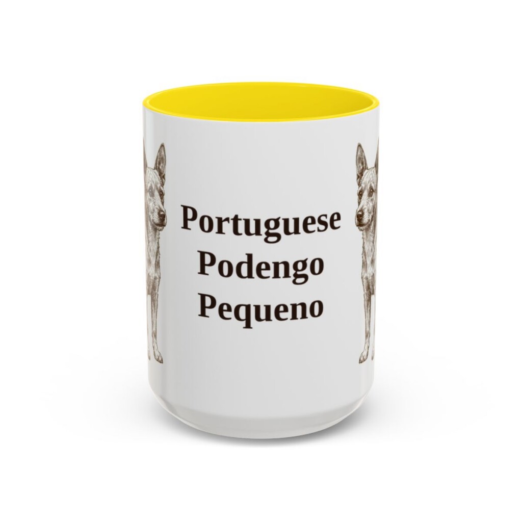 15oz-portuguese-podengo-pequeno-mug-yellow 15oz Portuguese Podengo Pequeno Mug, Yellow, front view