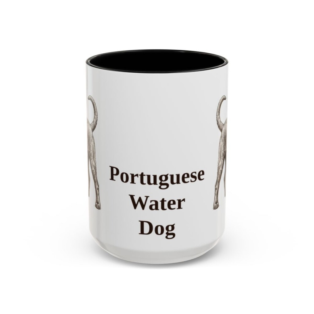 15oz Portuguese Water Dog Mug, Black, front view