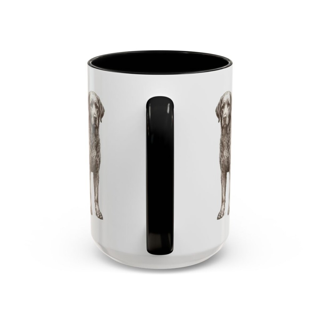 15oz Portuguese Water Dog Dog Dad Mug, Black, back view