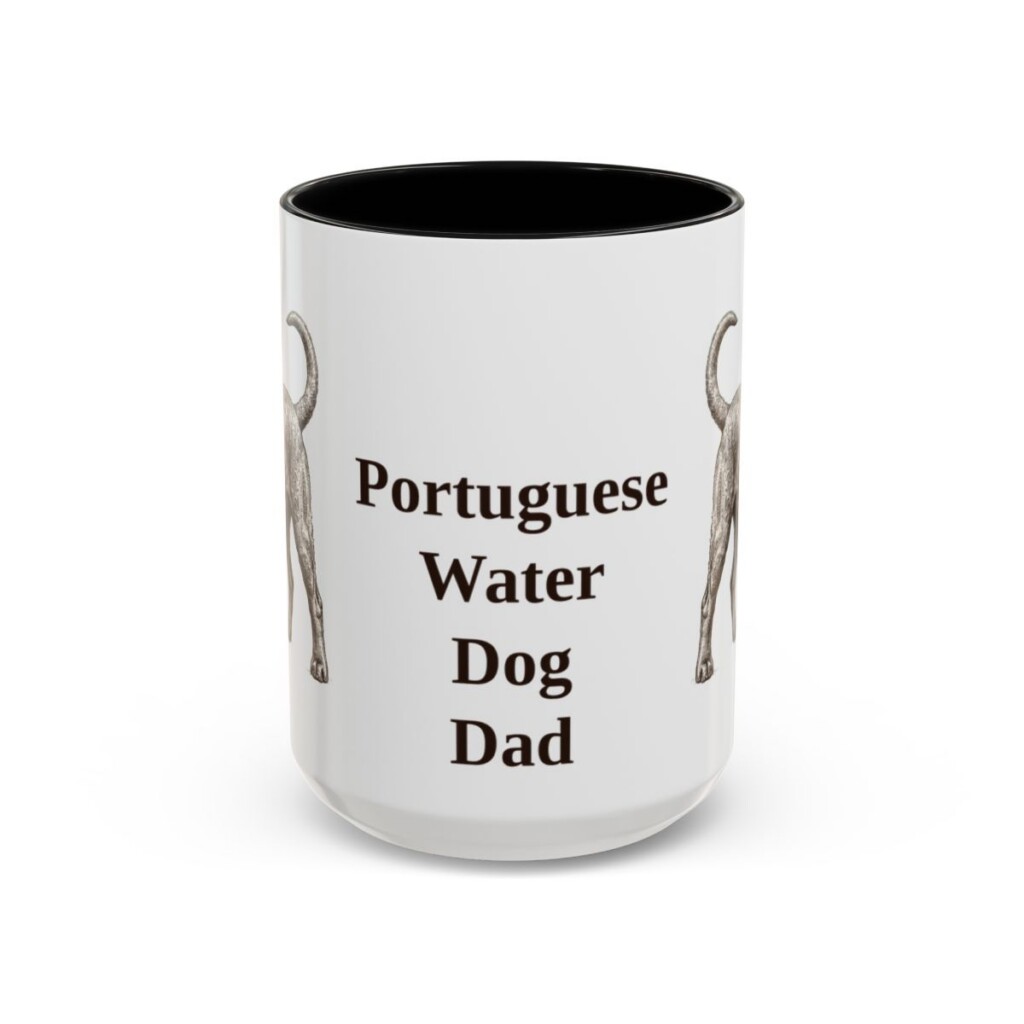 15oz Portuguese Water Dog Dog Dad Mug, Black, front view