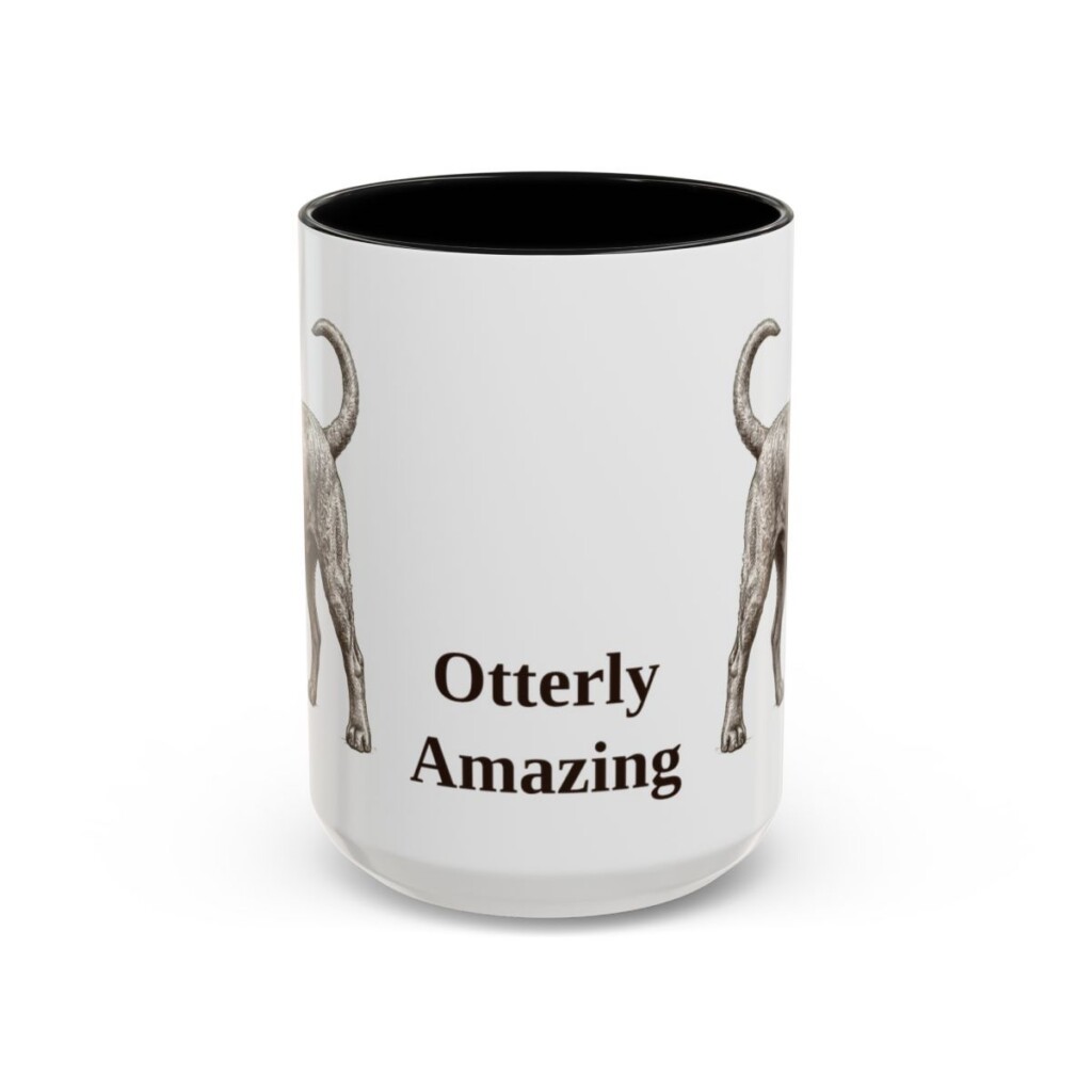 15oz Funny Portuguese Water Dog Mug, Black, front view