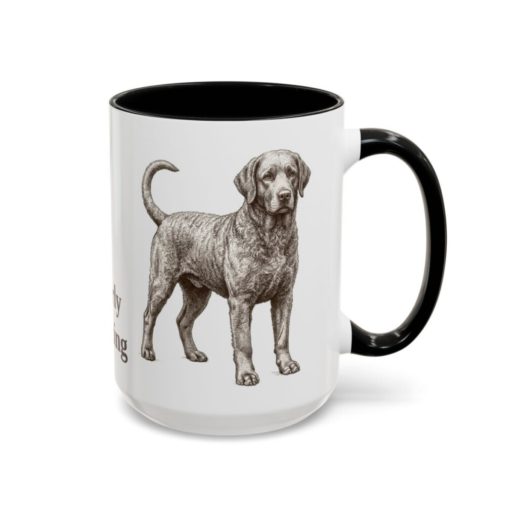 15oz Funny Portuguese Water Dog Mug, Black, right side view