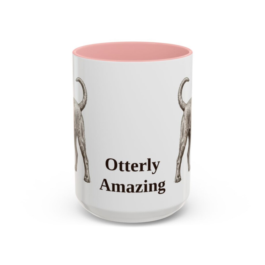 15oz Funny Portuguese Water Dog Mug, Pink, front view