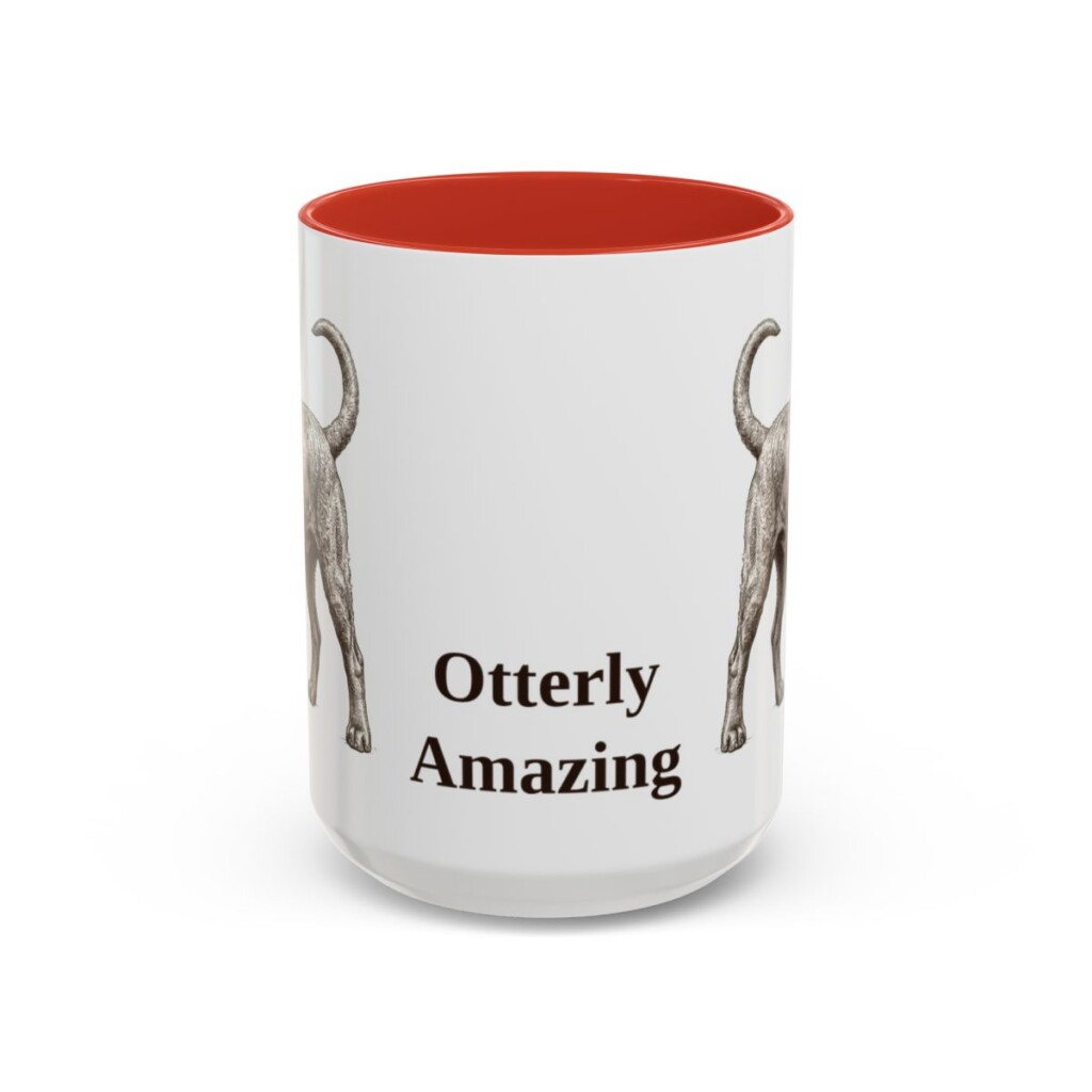 15oz Funny Portuguese Water Dog Mug, Red, front view
