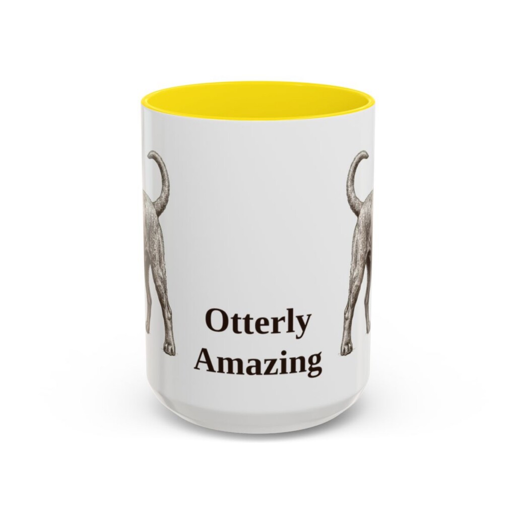 15oz Funny Portuguese Water Dog Mug, Yellow, front view