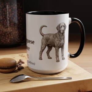 15oz Portuguese Water Dog Latin Mug, Black, lifestyle photo