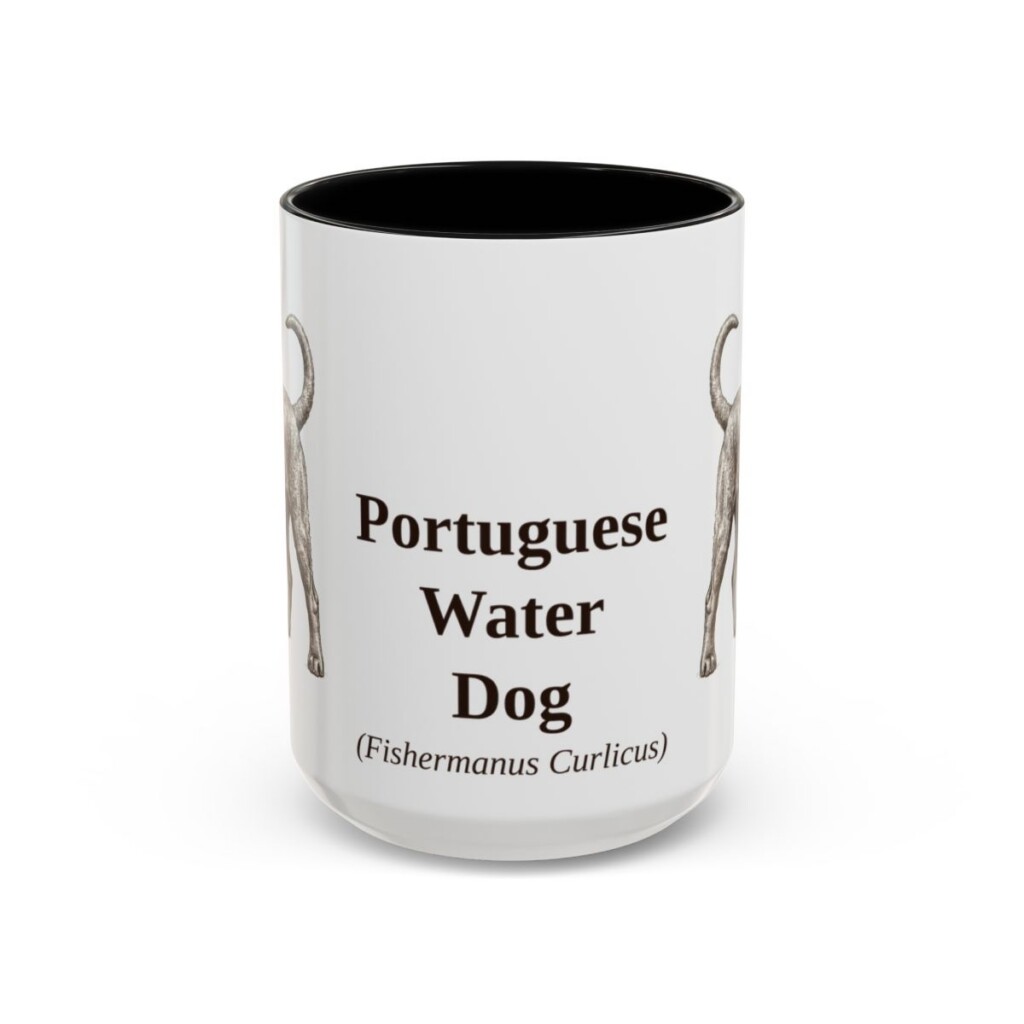 15oz-portuguese-water-dog-mug-latin-black-front 15oz Portuguese Water Dog Latin Mug, Black, front view