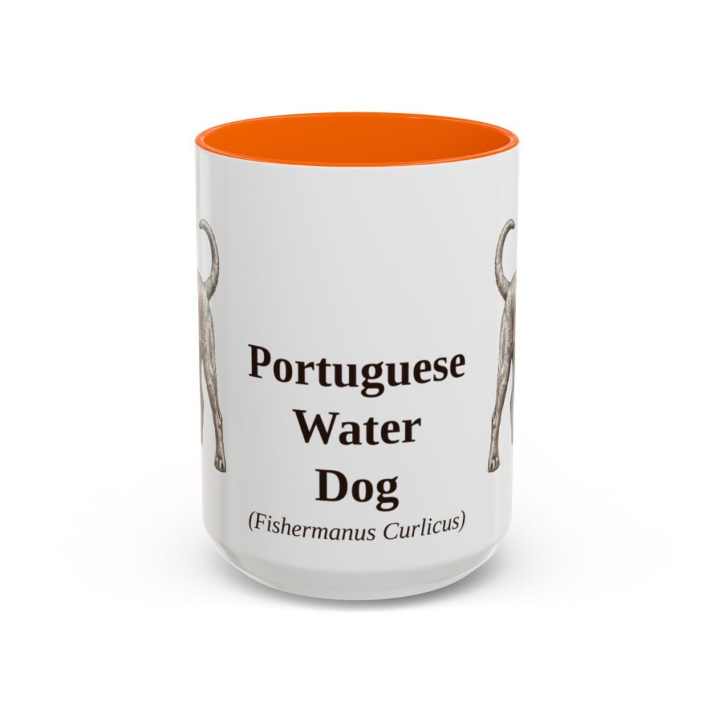 15oz-portuguese-water-dog-mug-latin-orange 15oz Portuguese Water Dog Latin Mug, Orange, front view