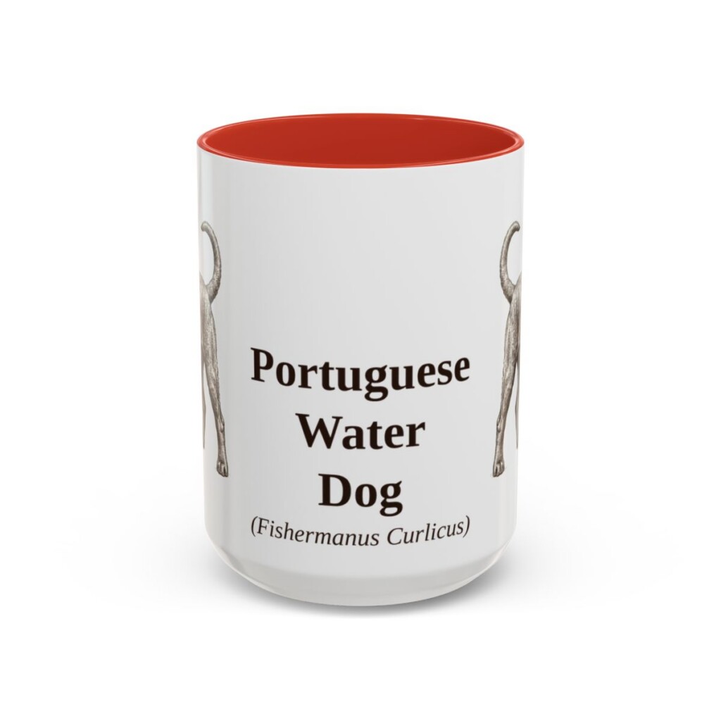 15oz-portuguese-water-dog-mug-latin-red 15oz Portuguese Water Dog Latin Mug, Red, front view