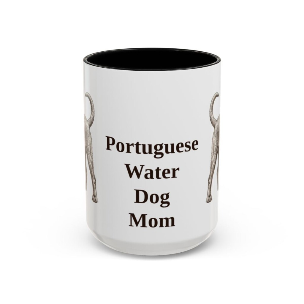 15oz-portuguese-water-dog-mug-mom-black-front 15oz Portuguese Water Dog Dog Mom Mug, Black, front view