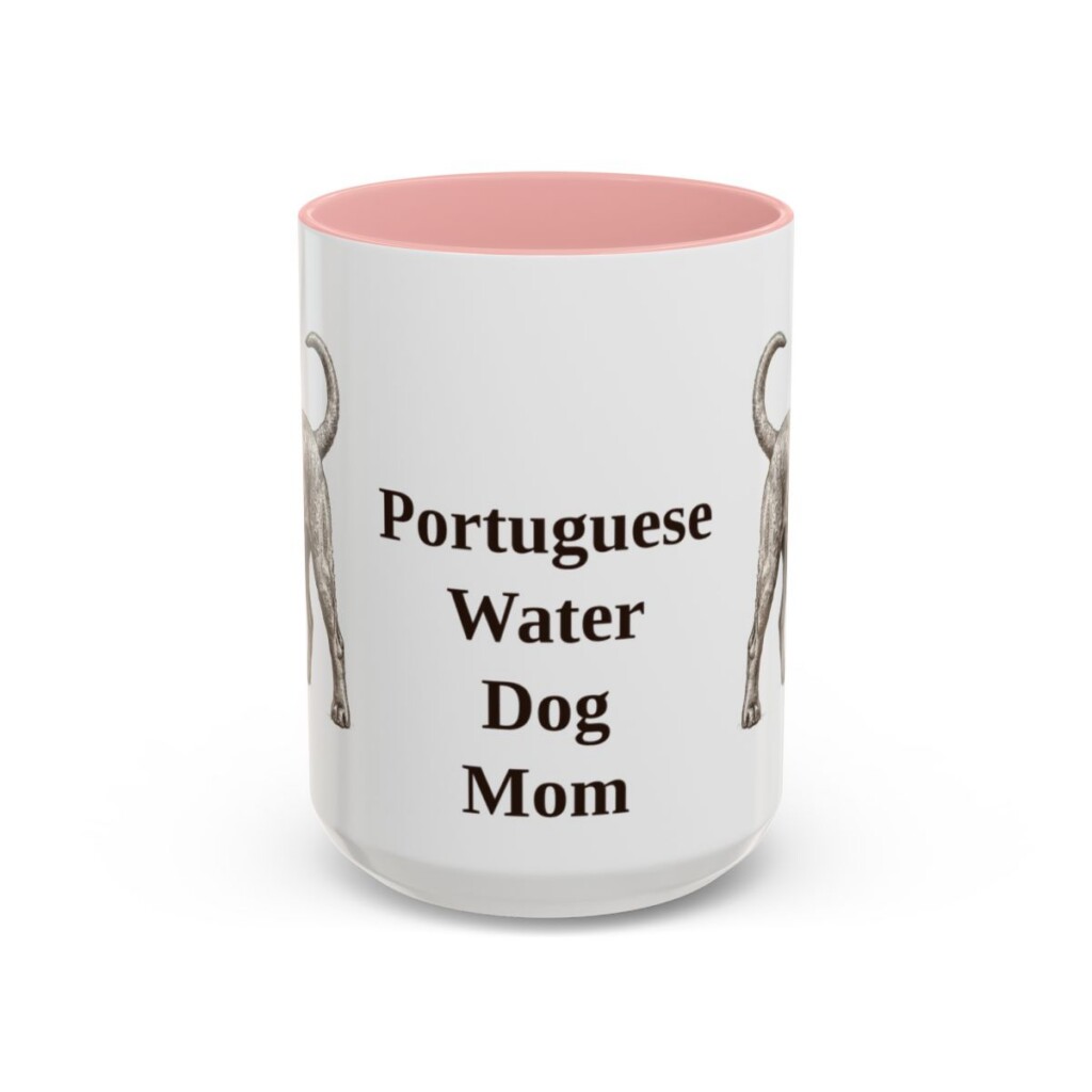 15oz-portuguese-water-dog-mug-mom-pink 15oz Portuguese Water Dog Dog Mom Mug, Pink, front view