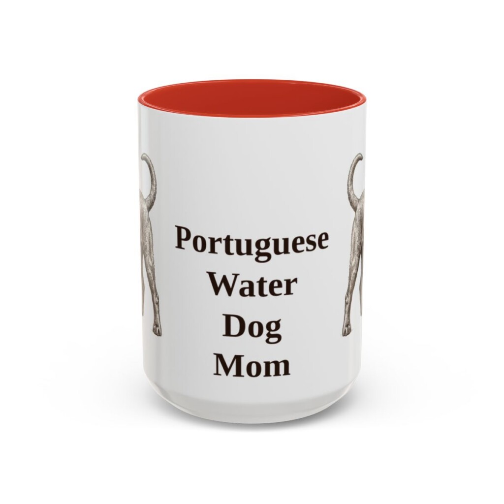 15oz-portuguese-water-dog-mug-mom-red 15oz Portuguese Water Dog Dog Mom Mug, Red, front view