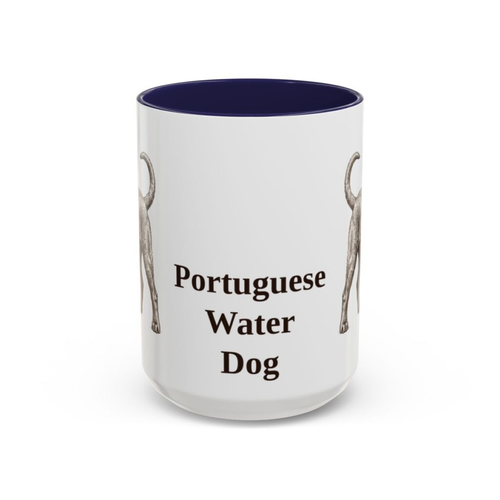 15oz Portuguese Water Dog Mug, Navy, front view