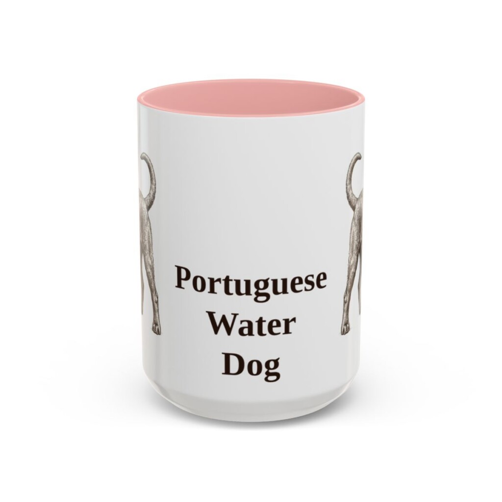 15oz Portuguese Water Dog Mug, Pink, front view