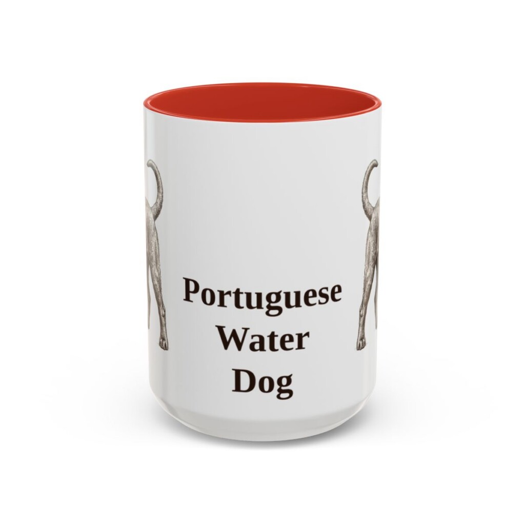 15oz Portuguese Water Dog Mug, Red, front view