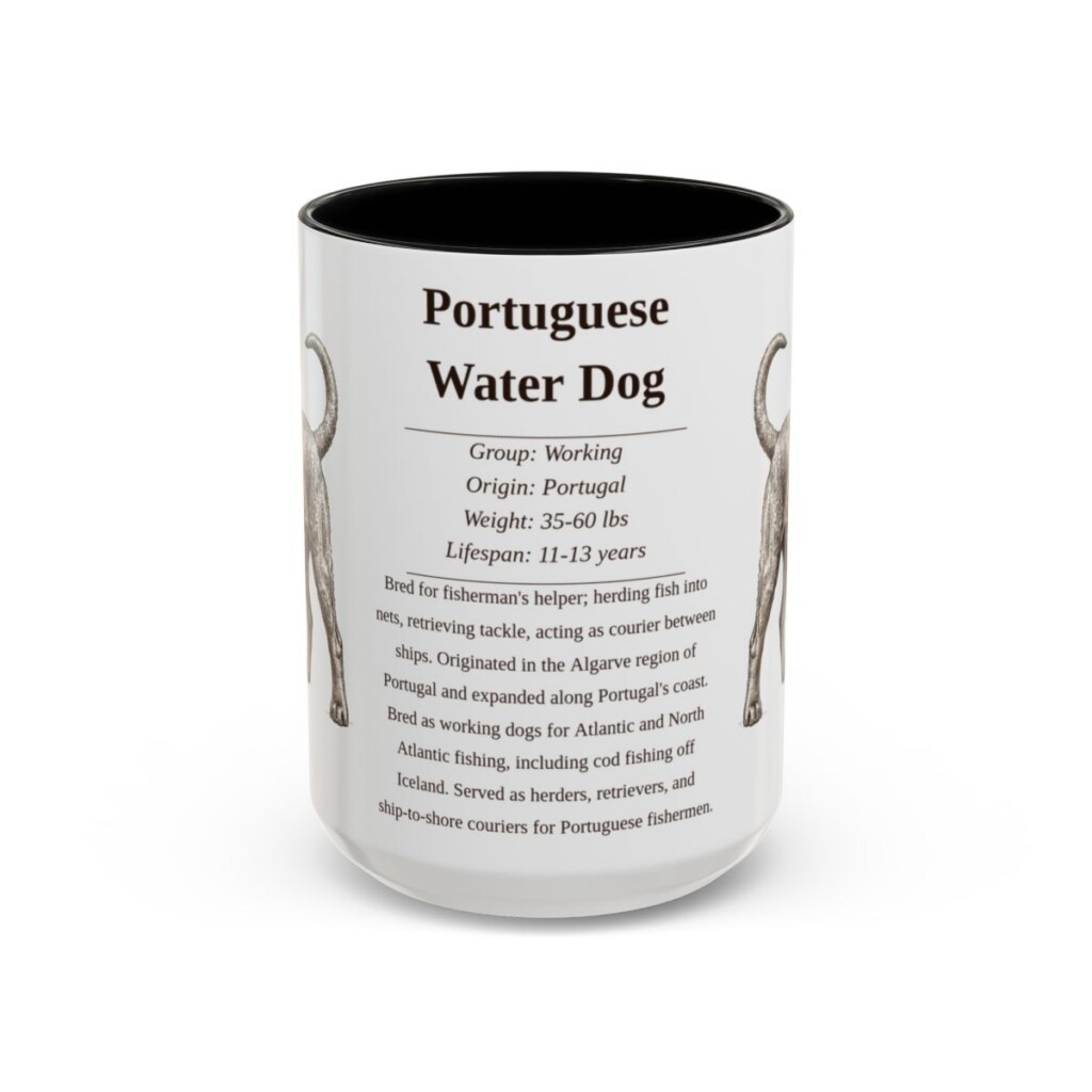 15oz-portuguese-water-dog-mug-writeup-black-front 15oz Portuguese Water Dog Mug, Black, front view
