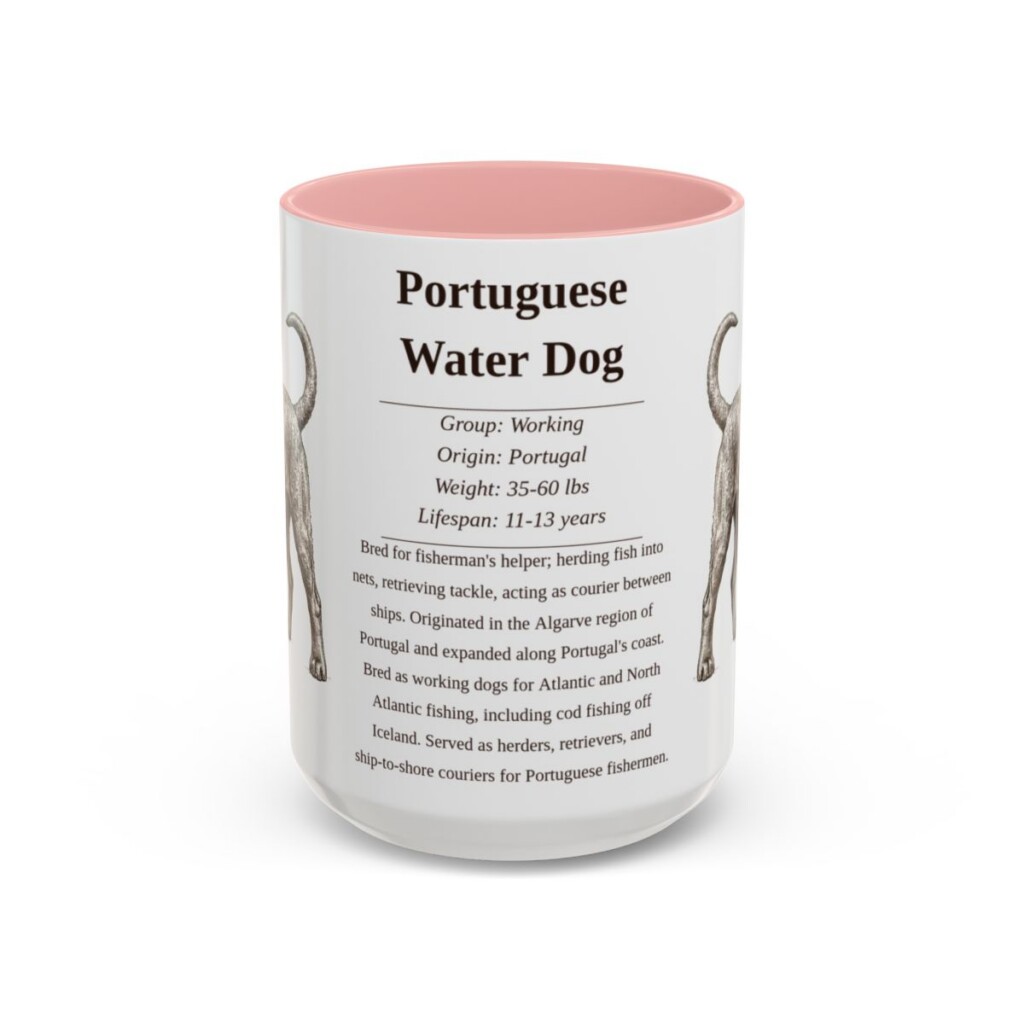 15oz-portuguese-water-dog-mug-writeup-pink 15oz Portuguese Water Dog Mug, Pink, front view