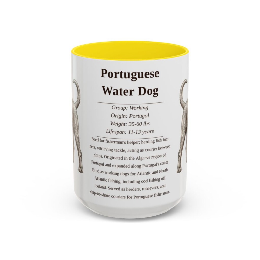 15oz-portuguese-water-dog-mug-writeup-yellow 15oz Portuguese Water Dog Mug, Yellow, front view