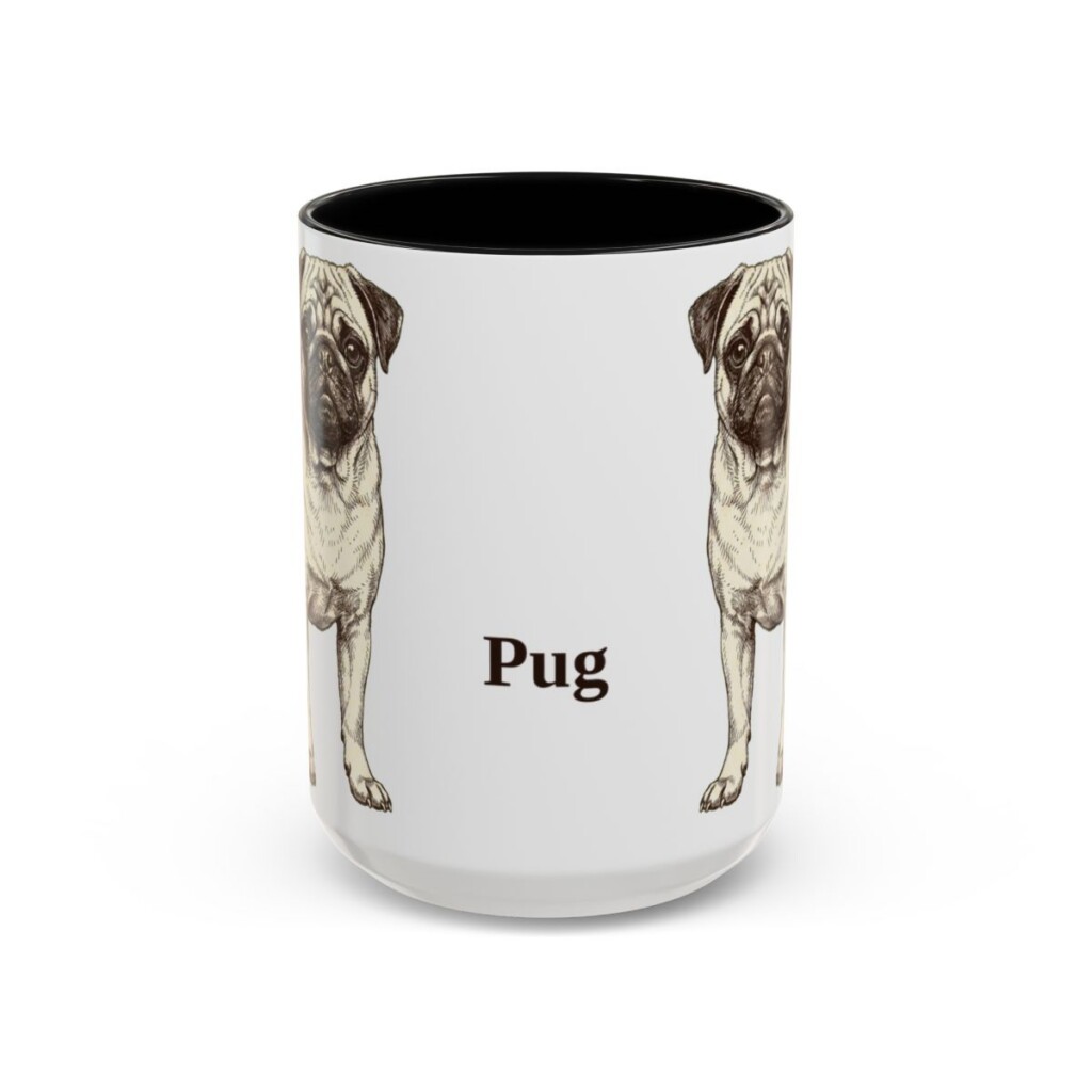 15oz Pug Mug, Black, front view