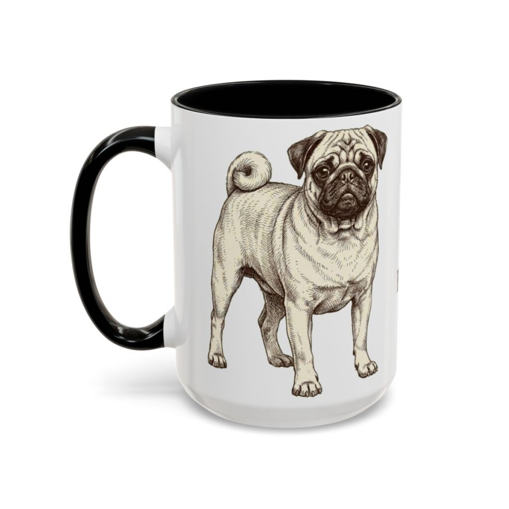 15oz Pug Mug, Black, left side view
