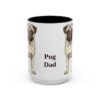 15oz Pug Dog Dad Mug, Black, front view