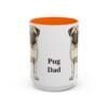 15oz Pug Dog Dad Mug, Orange, front view