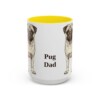 15oz Pug Dog Dad Mug, Yellow, front view