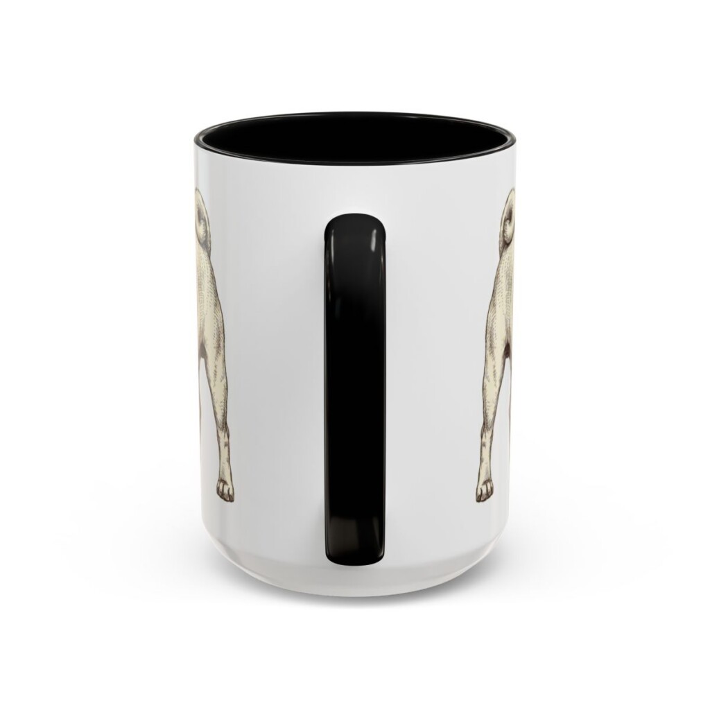 15oz Funny Pug Mug, Black, back view