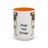 15oz Funny Pug Mug, Orange, front view