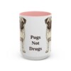 15oz Funny Pug Mug, Pink, front view