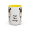 15oz Funny Pug Mug, Yellow, front view