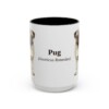 15oz Pug Latin Mug, Black, front view