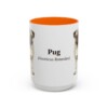 15oz Pug Latin Mug, Orange, front view