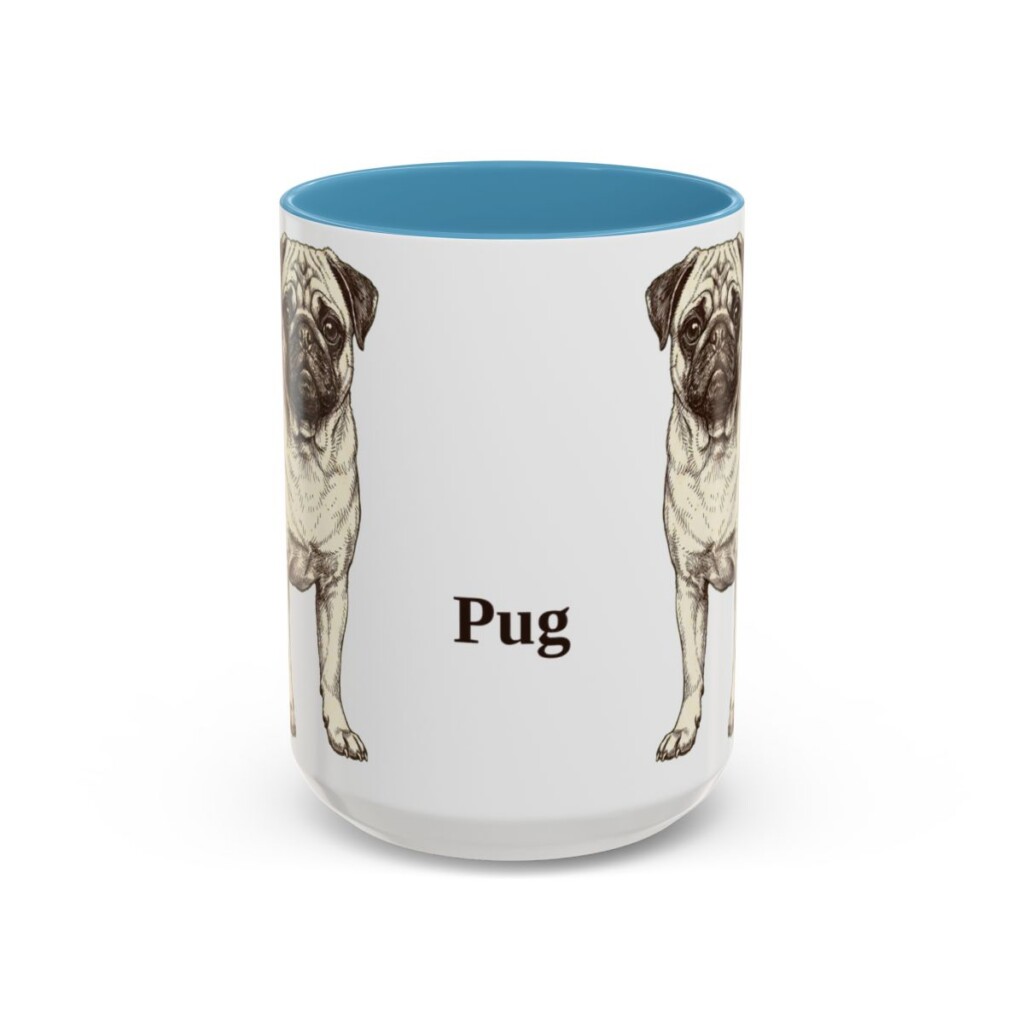 15oz Pug Mug, Light Blue, front view
