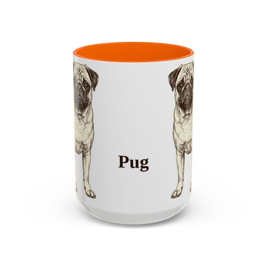 15oz Pug Mug, Orange, front view