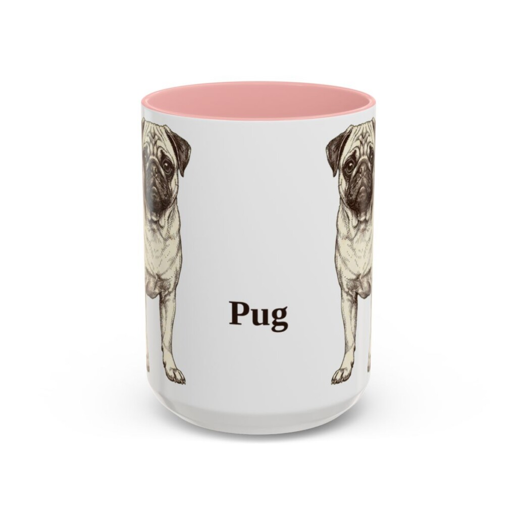 15oz Pug Mug, Pink, front view