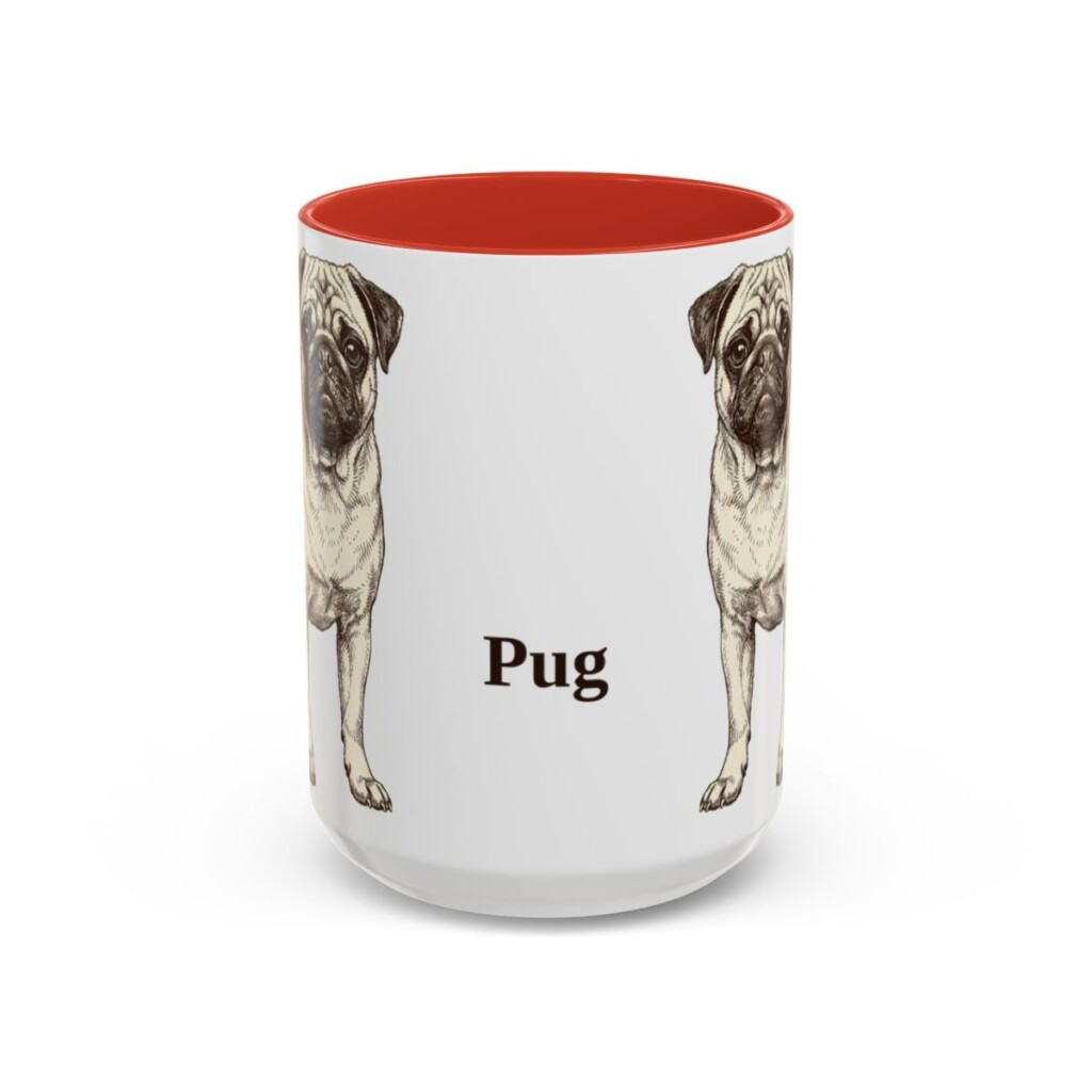 15oz Pug Mug, Red, front view