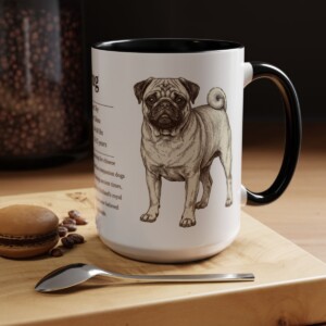 15oz Pug Mug, Black, lifestyle photo