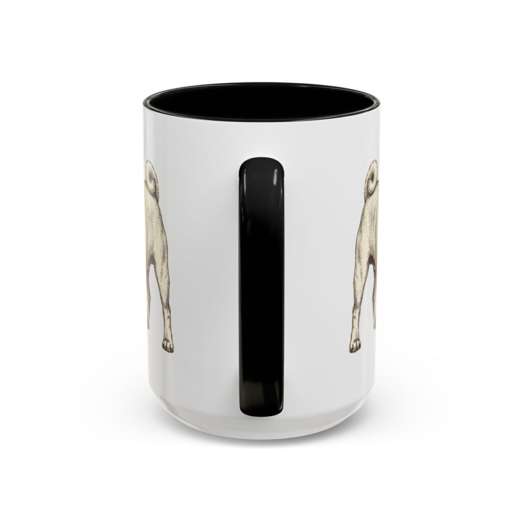 15oz Pug Mug, Black, back view