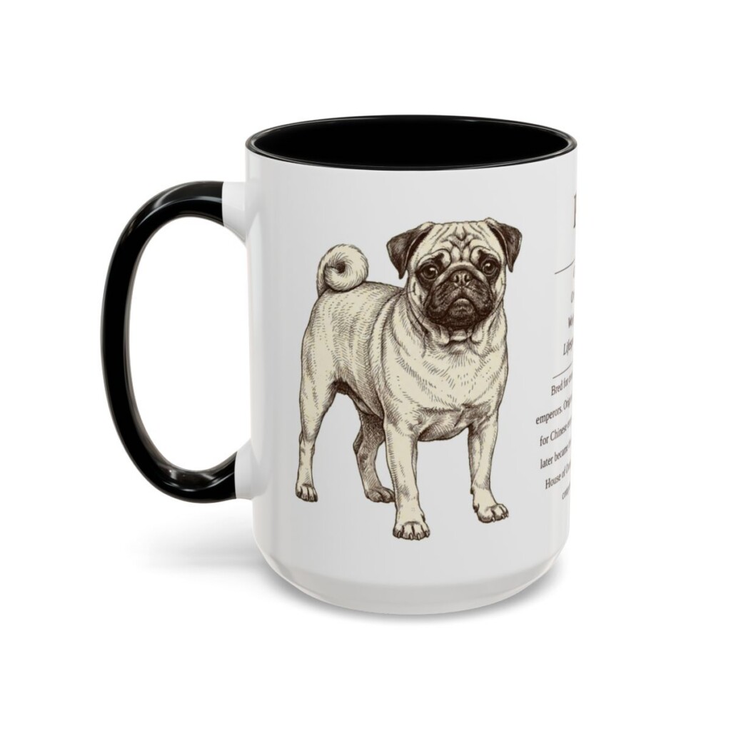 15oz Pug Mug, Black, left side view