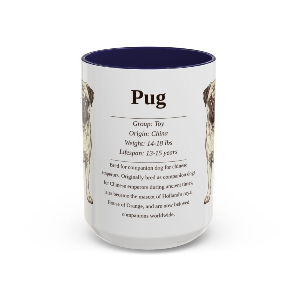 15oz Pug Mug, Navy, front view