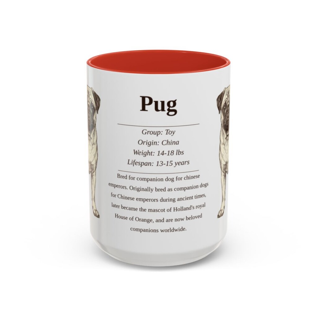 15oz Pug Mug, Red, front view