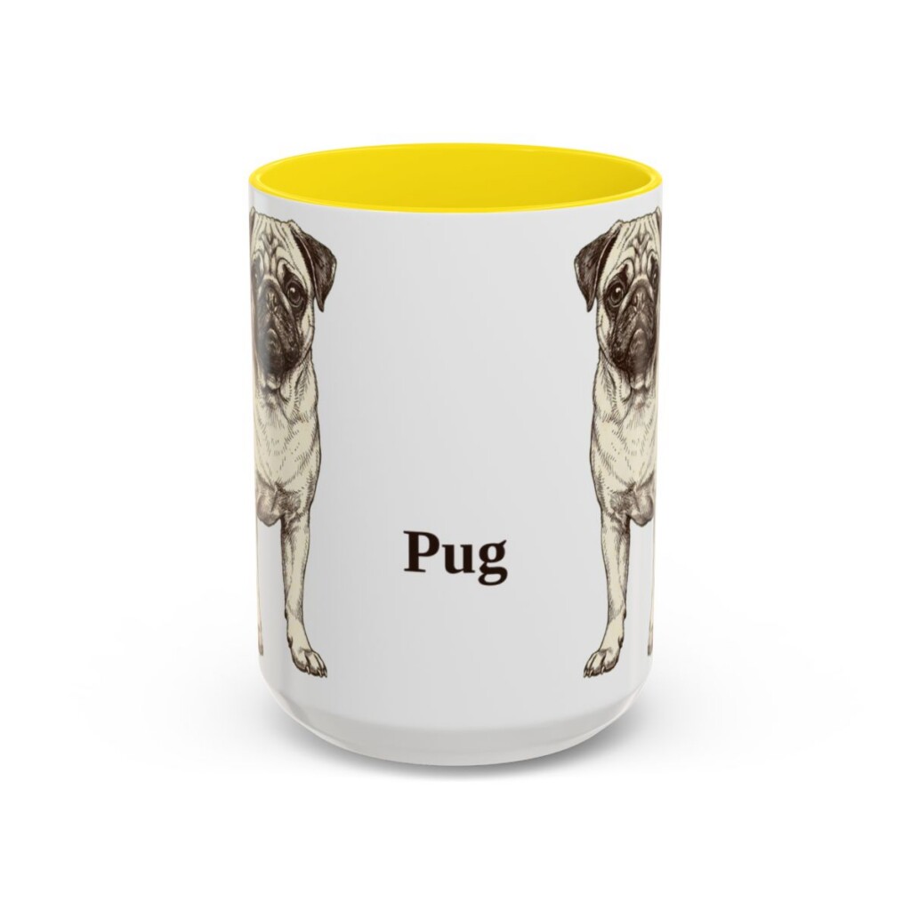 15oz Pug Mug, Yellow, front view